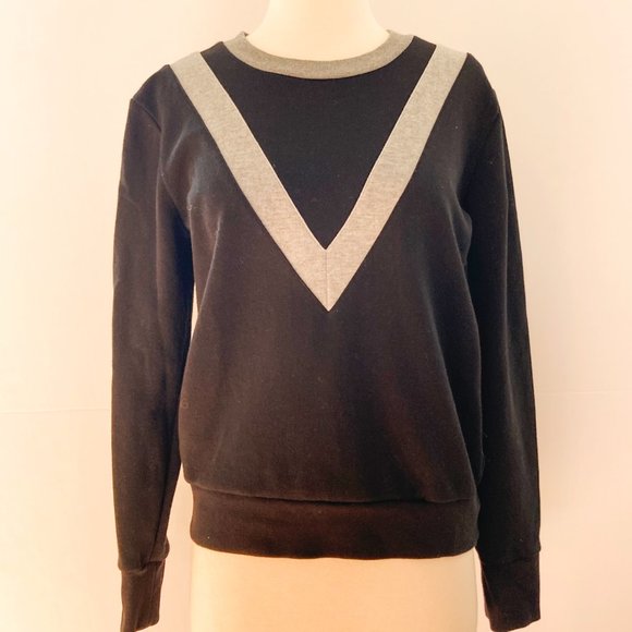 J.CREW Varsity Colorblock Sweatshirt, Black/Grey, S - Picture 2 of 9